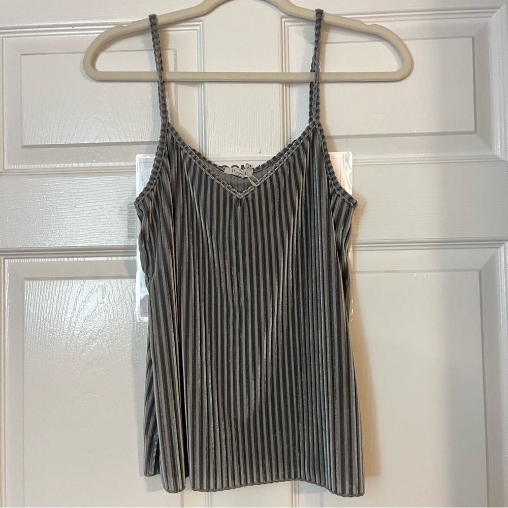 POL GrayVelvet Striped Camisole M Tank Top